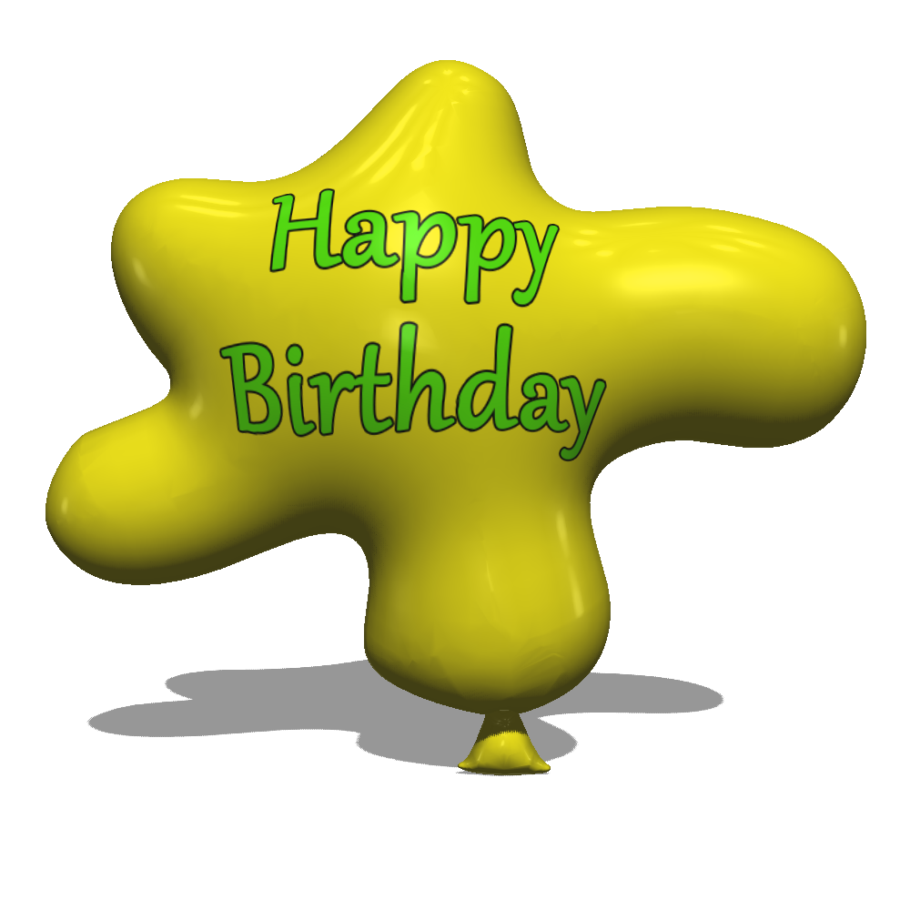 Yellow 3d Birthday Balloon